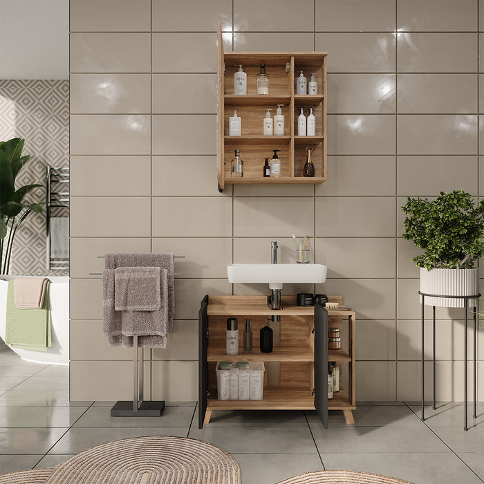 Vicco Set di mobili da bagno Sonoma/antracite 2 parti