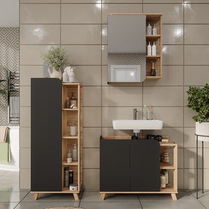Vicco Set di mobili da bagno Sonoma/antracite 3 parti