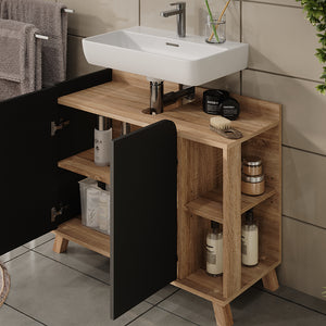 Vicco Set di mobili da bagno Sonoma/antracite 3 parti