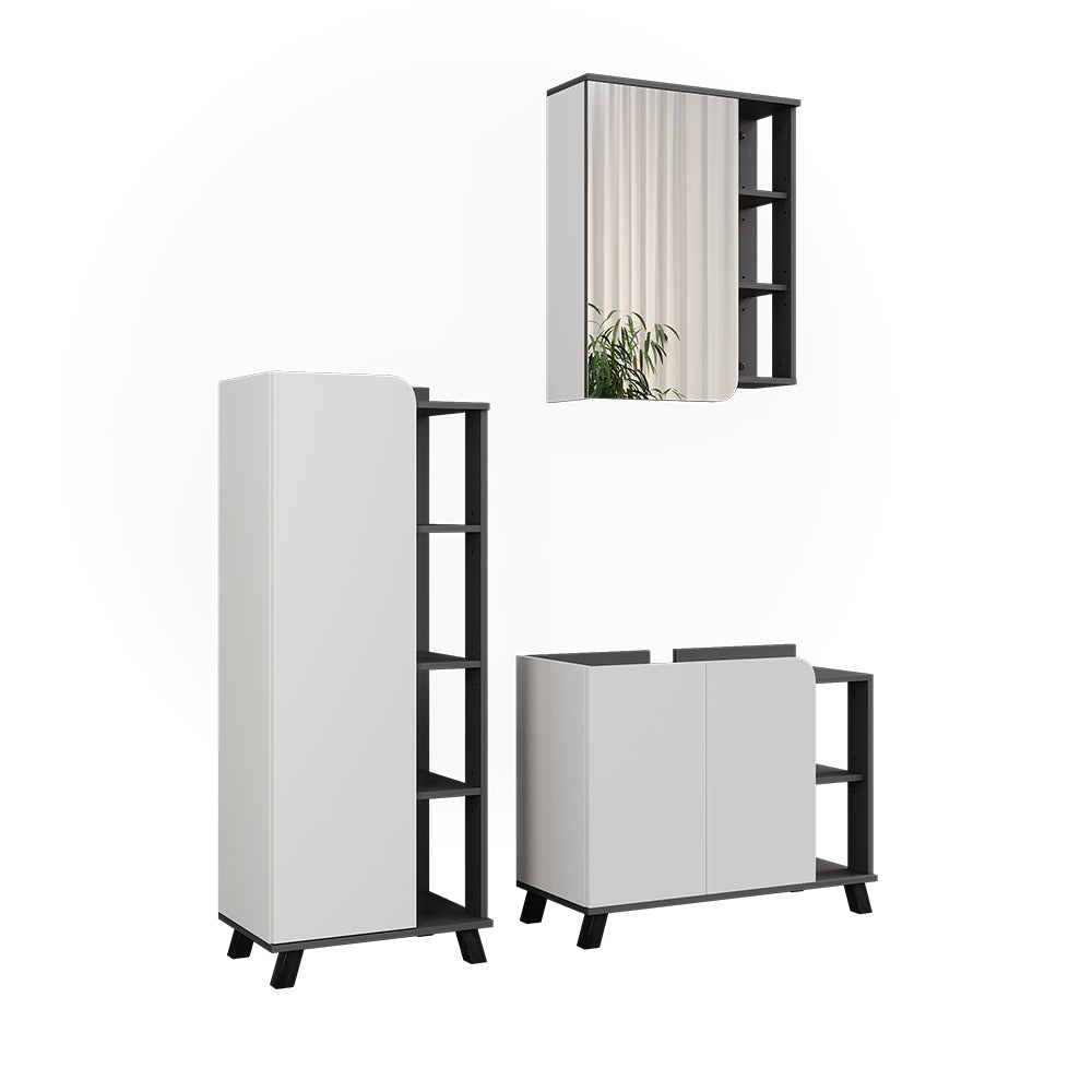 Vicco Set di mobili da bagno Antracite/bianco 3 parti