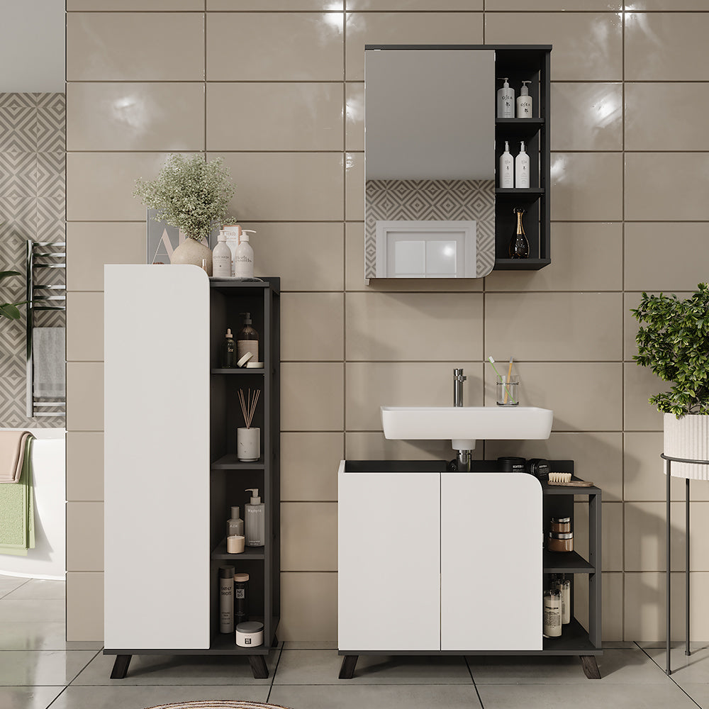 Vicco Set di mobili da bagno Antracite/bianco 3 parti