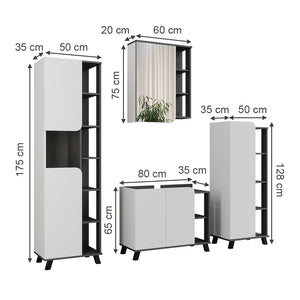 Vicco Set di mobili da bagno Antracite/bianco 4 parti