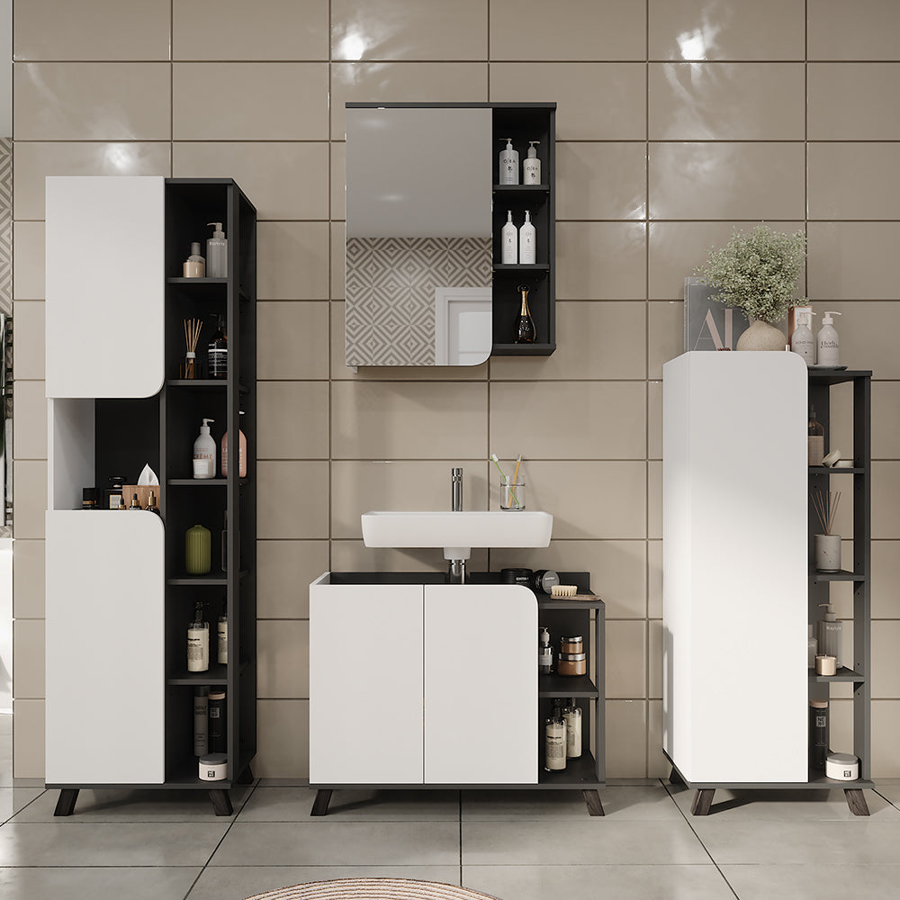 Vicco Set di mobili da bagno Antracite/bianco 4 parti