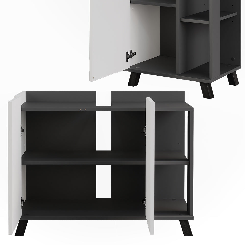 Vicco Set di mobili da bagno Antracite/bianco 4 parti