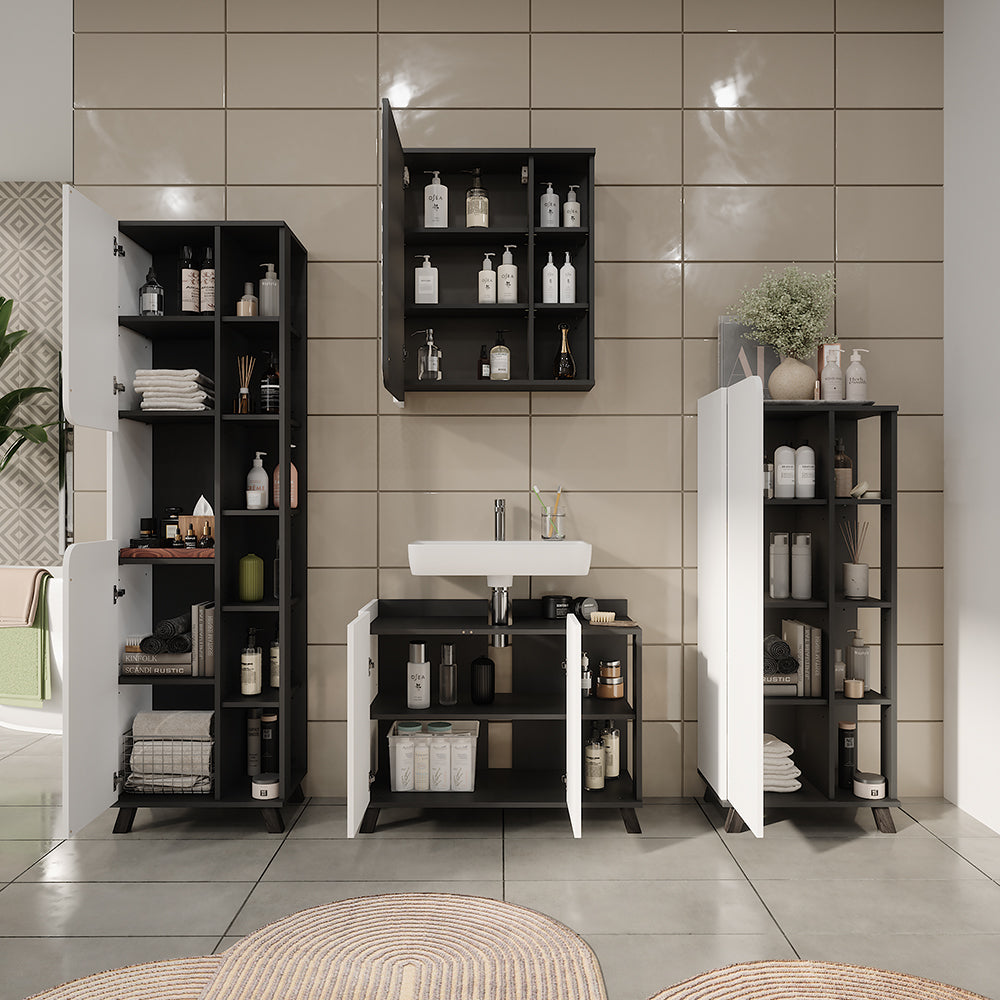 Vicco Set di mobili da bagno Antracite/bianco 4 parti