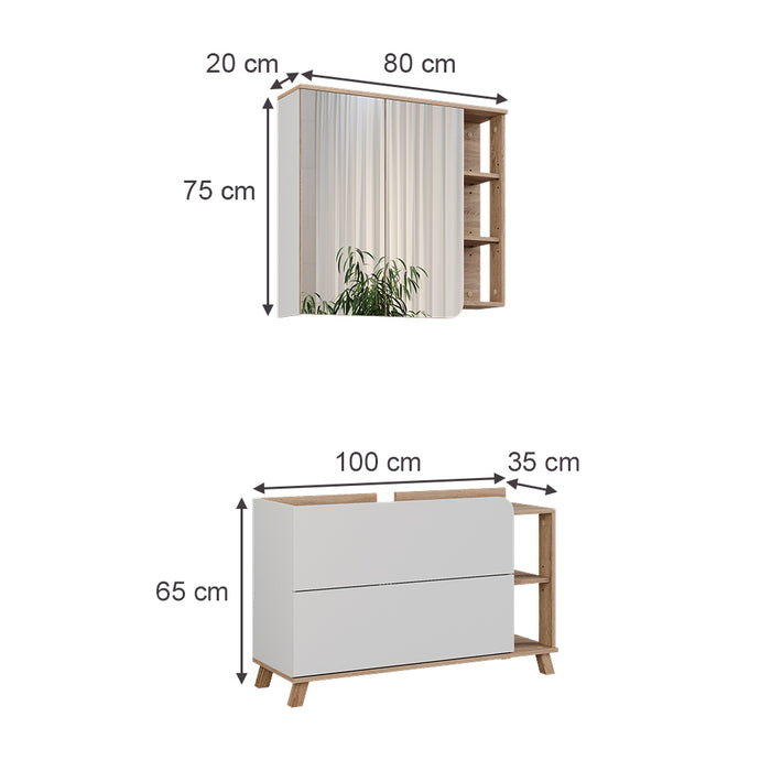 Vicco Set di mobili da bagno Sonoma/Bianco 2 parti