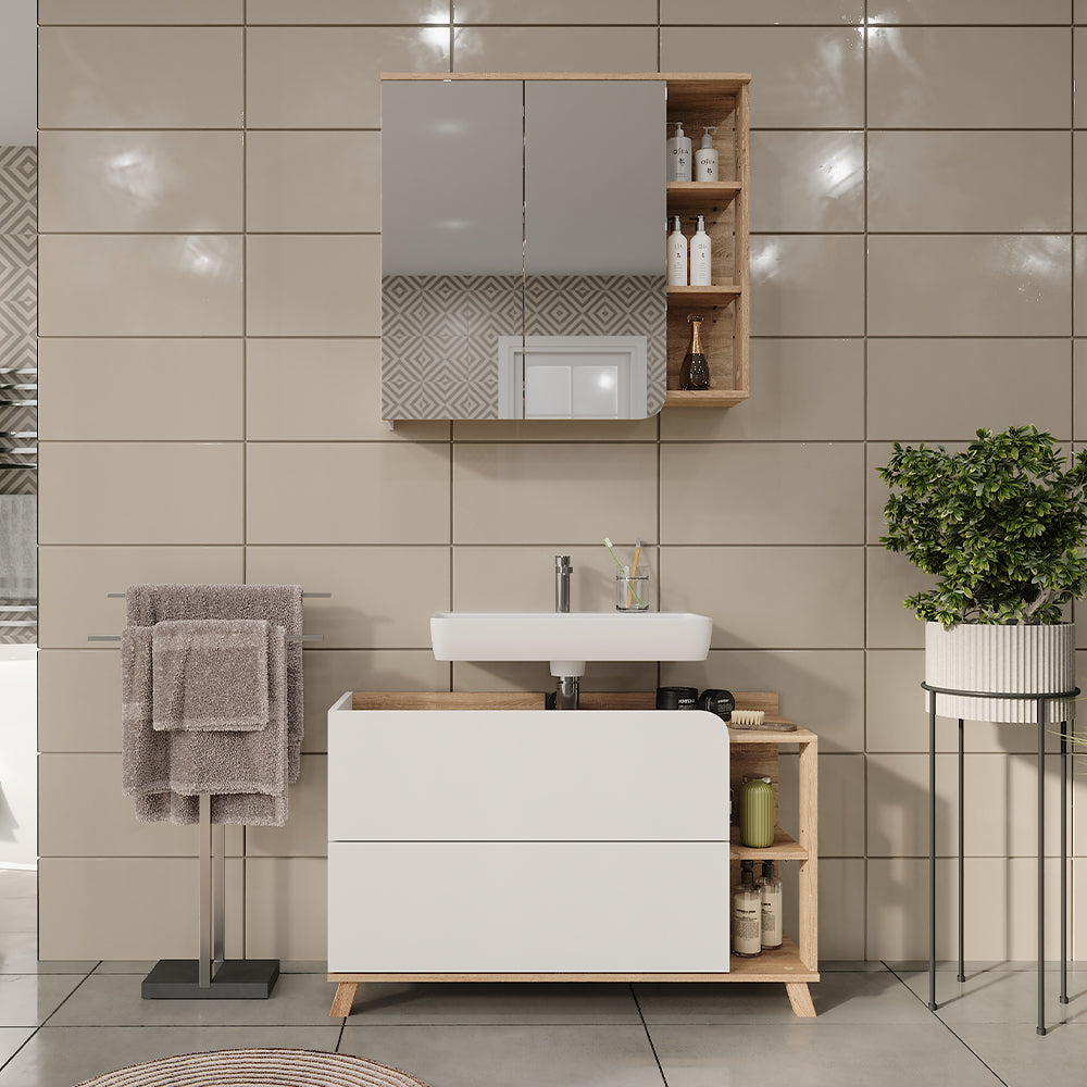 Vicco Set di mobili da bagno Sonoma/Bianco 2 parti