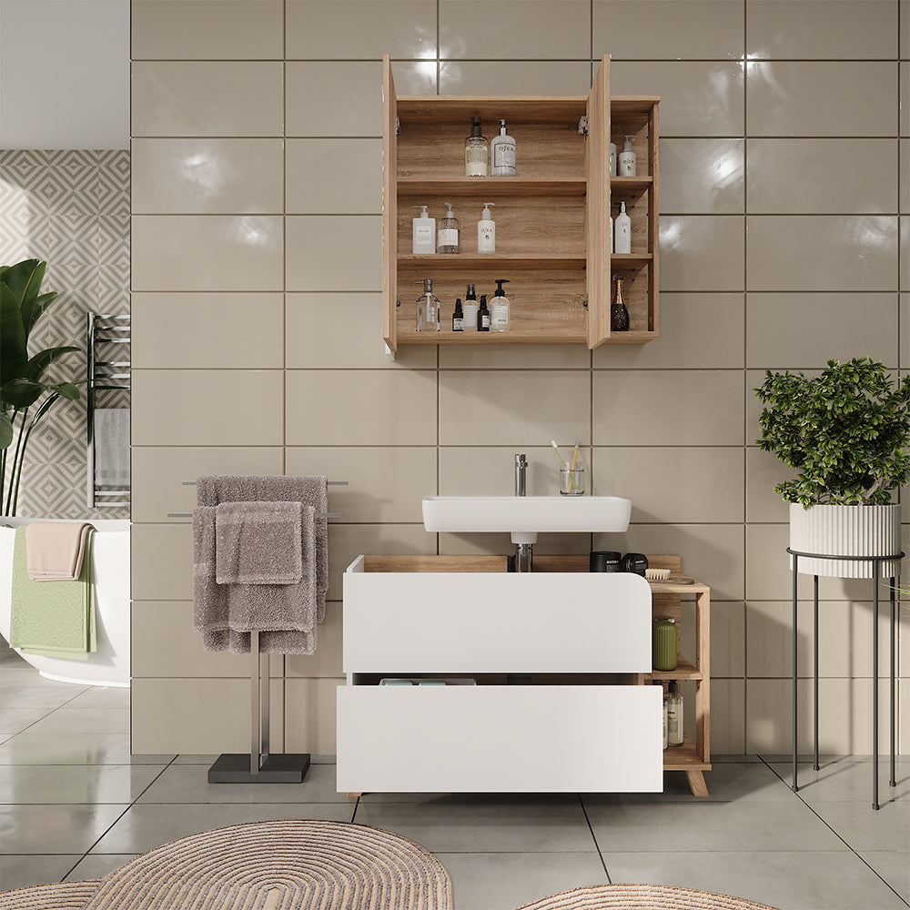 Vicco Set di mobili da bagno Sonoma/Bianco 2 parti