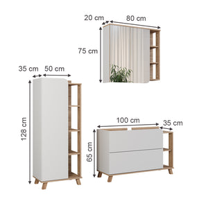 Vicco Set di mobili da bagno Sonoma/Bianco 3 parti