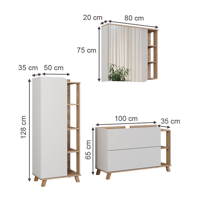 Vicco Set di mobili da bagno Sonoma/Bianco 3 parti