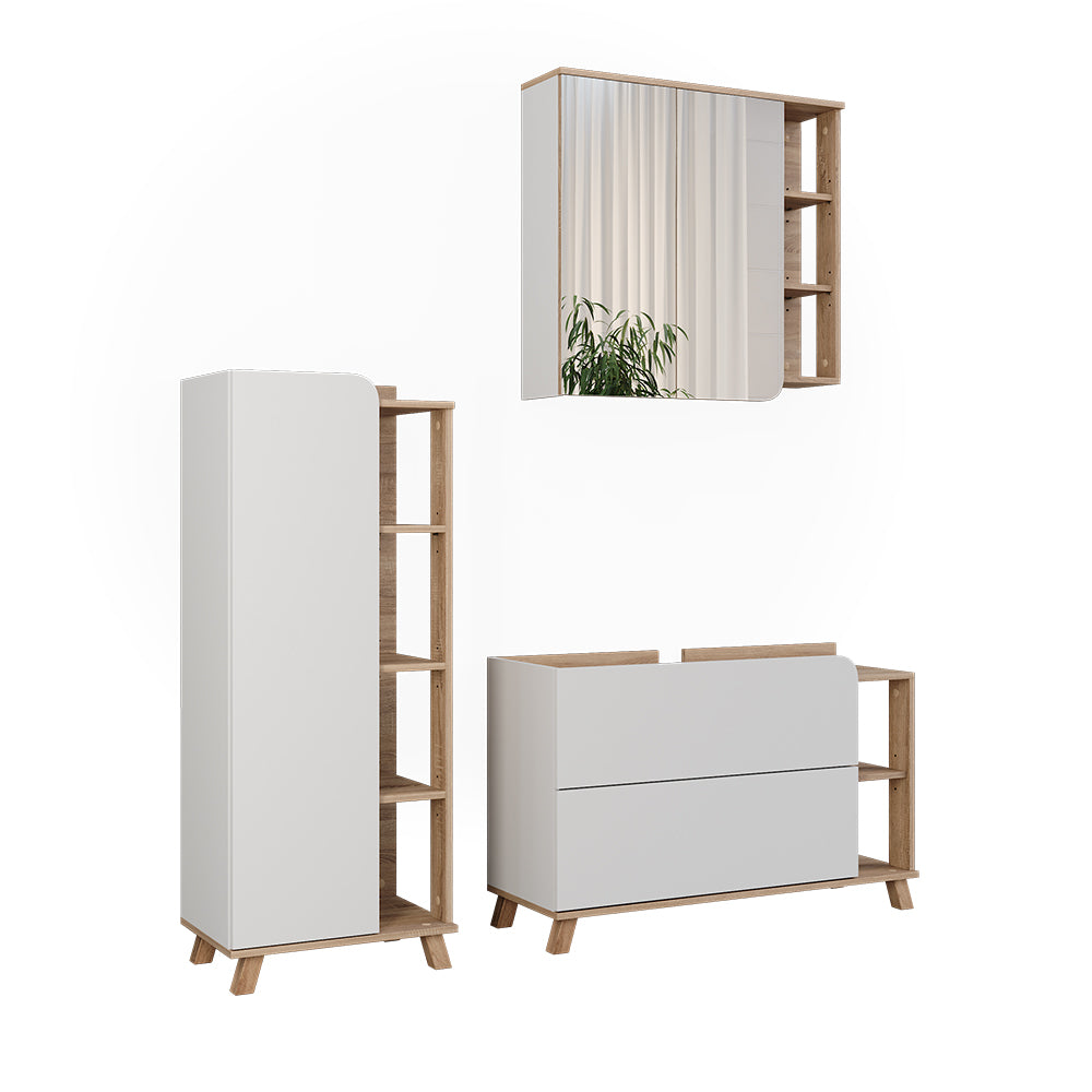 Vicco Set di mobili da bagno Sonoma/Bianco 3 parti
