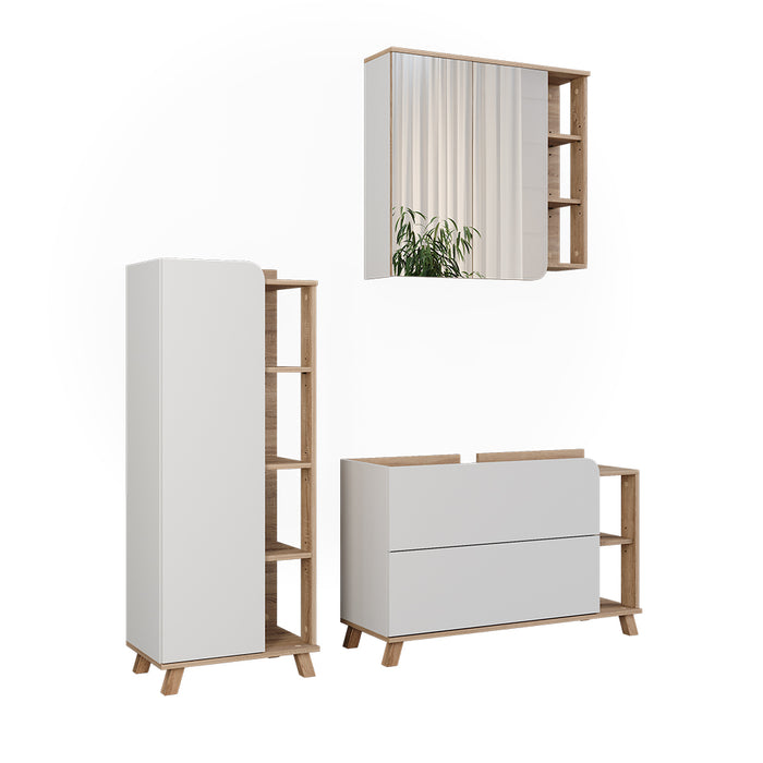 Vicco Set di mobili da bagno Sonoma/Bianco 3 parti