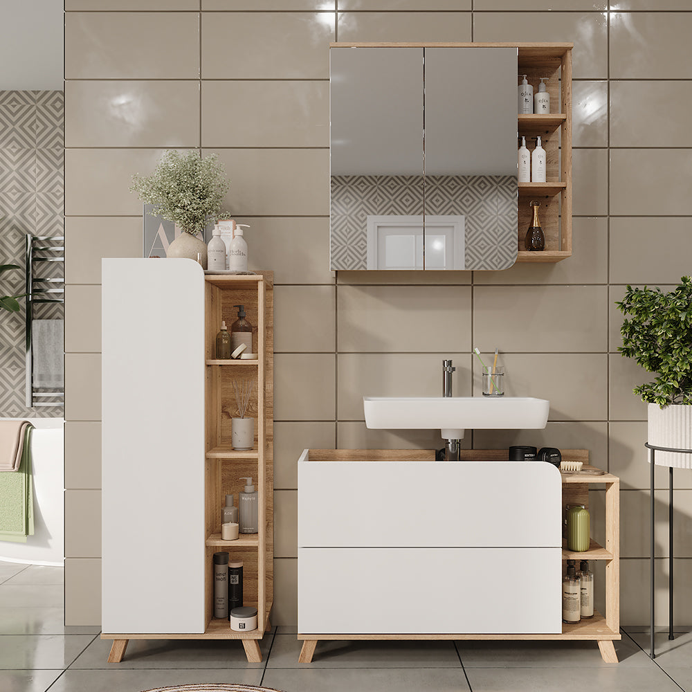 Vicco Set di mobili da bagno Sonoma/Bianco 3 parti