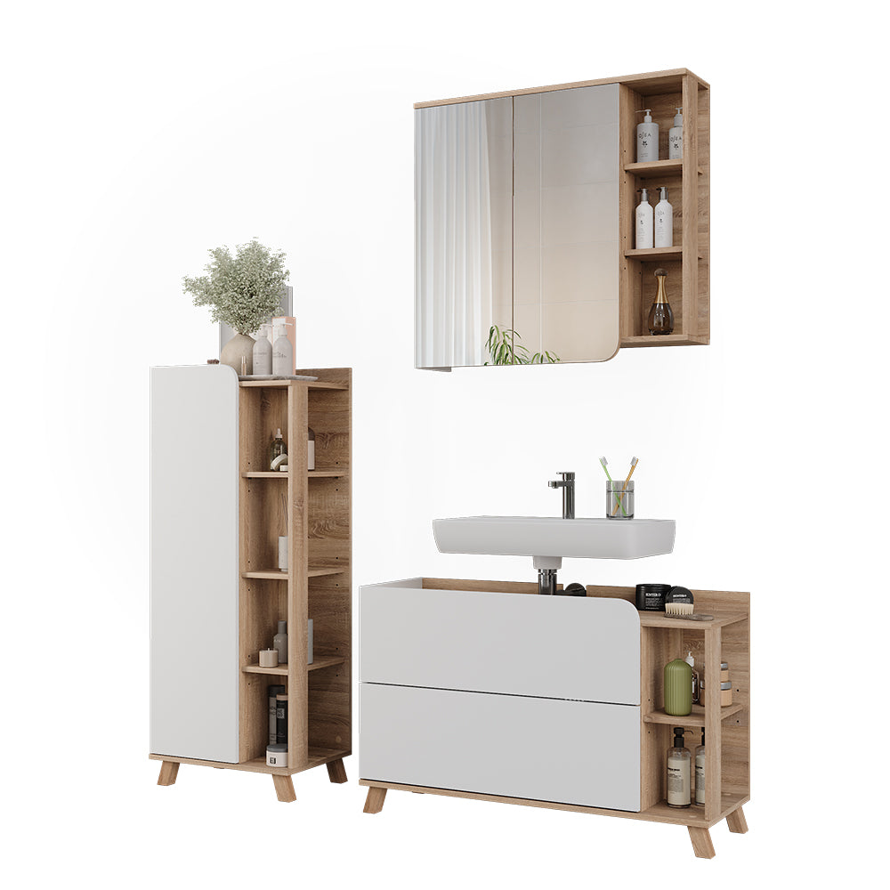 Vicco Set di mobili da bagno Sonoma/Bianco 3 parti