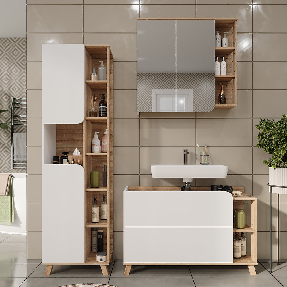 Vicco Set di mobili da bagno Sonoma/Bianco 3 parti