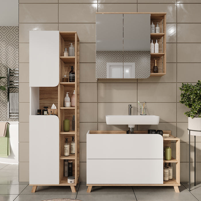 Vicco Set di mobili da bagno Sonoma/Bianco 3 parti