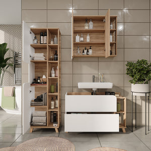 Vicco Set di mobili da bagno Sonoma/Bianco 3 parti