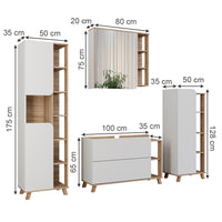 Vicco Set di mobili da bagno Sonoma/Bianco 4 parti