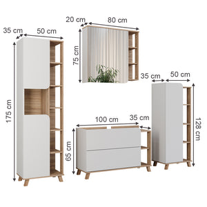 Vicco Set di mobili da bagno Sonoma/Bianco 4 parti