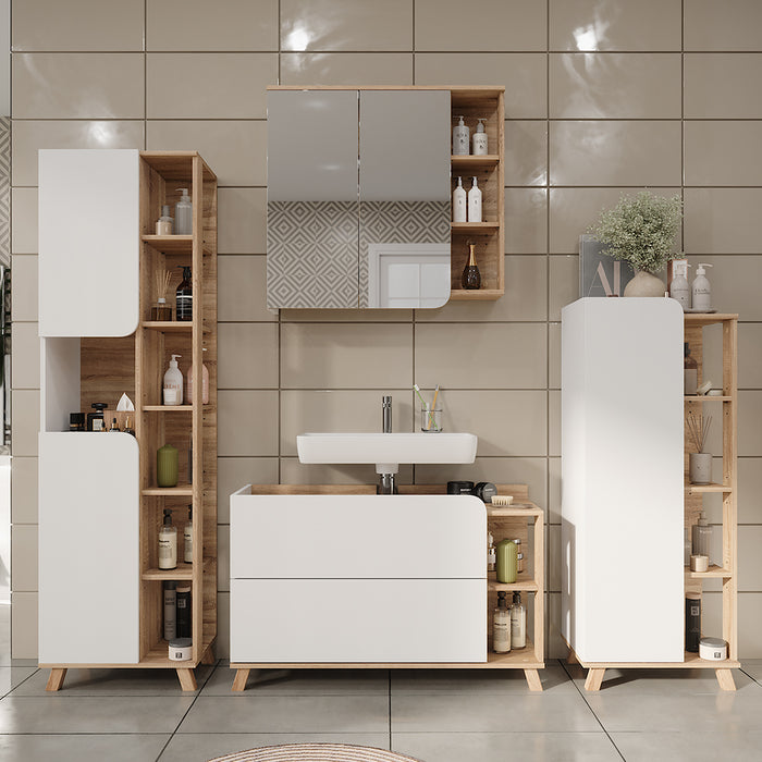 Vicco Set di mobili da bagno Sonoma/Bianco 4 parti