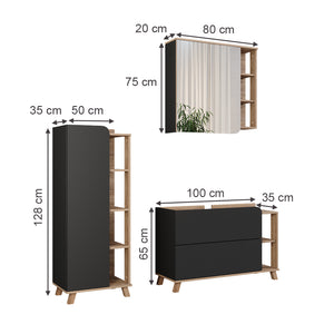 Vicco Set di mobili da bagno Sonoma/antracite 3 parti