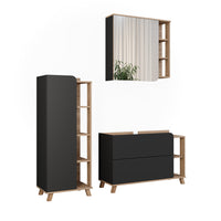 Vicco Set di mobili da bagno Sonoma/antracite 3 parti