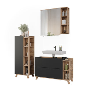 Vicco Set di mobili da bagno Sonoma/antracite 3 parti