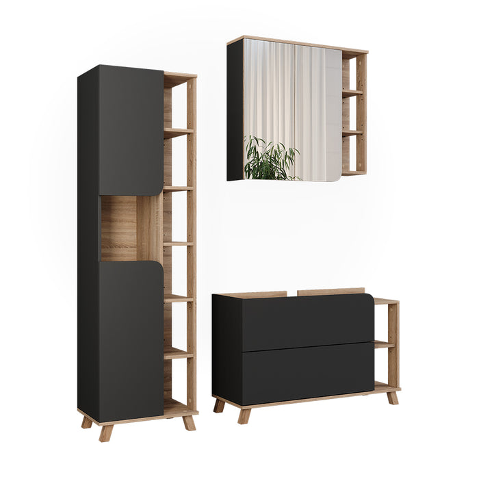 Vicco Set di mobili da bagno Sonoma/antracite 3 parti