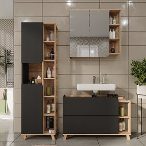 Vicco Set di mobili da bagno Sonoma/antracite 3 parti