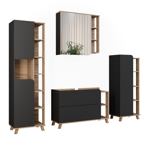 Vicco Set di mobili da bagno Sonoma/antracite 4 parti