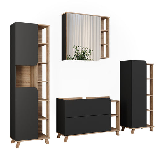 Vicco Set di mobili da bagno Sonoma/antracite 4 parti