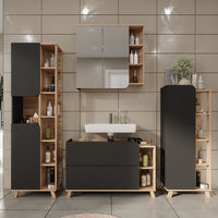 Vicco Set di mobili da bagno Sonoma/antracite 4 parti