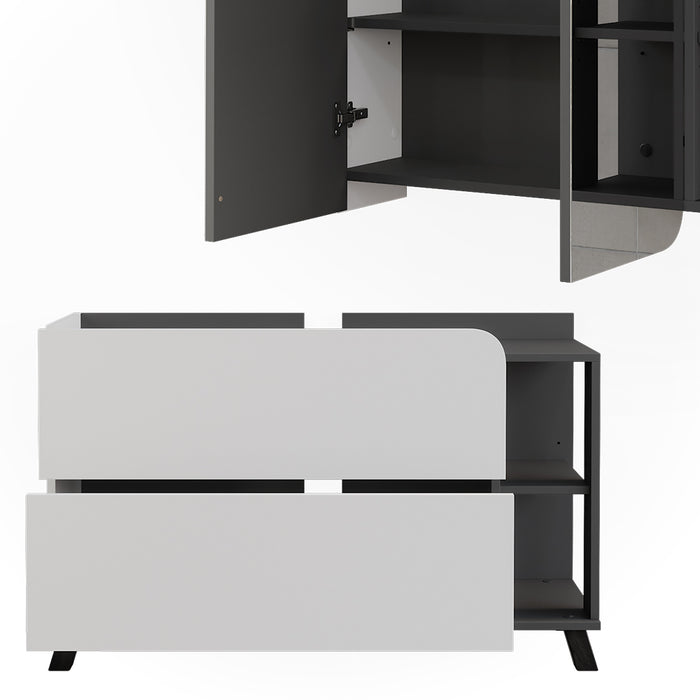 Vicco Set di mobili da bagno Antracite/bianco 2 parti