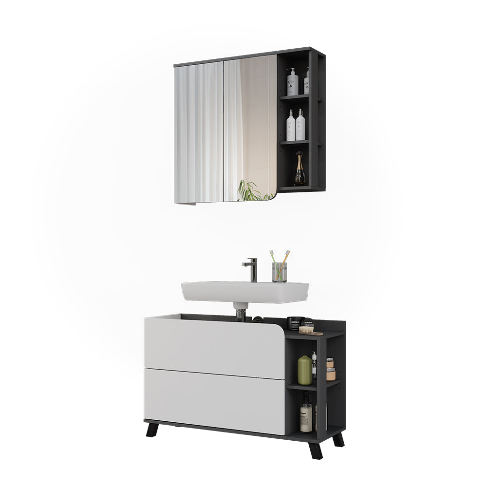 Vicco Set di mobili da bagno Antracite/bianco 2 parti