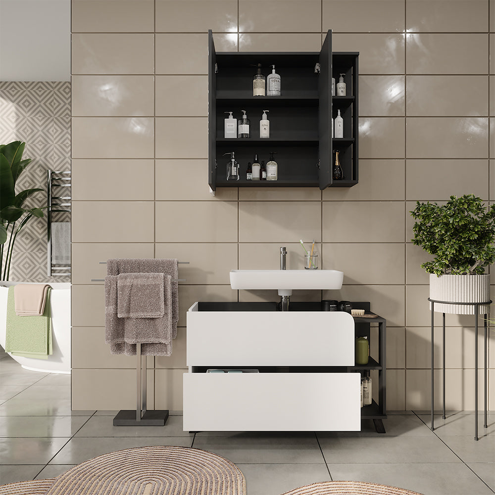 Vicco Set di mobili da bagno Antracite/bianco 2 parti