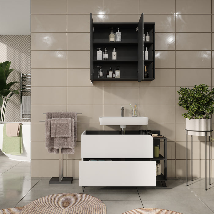 Vicco Set di mobili da bagno Antracite/bianco 2 parti