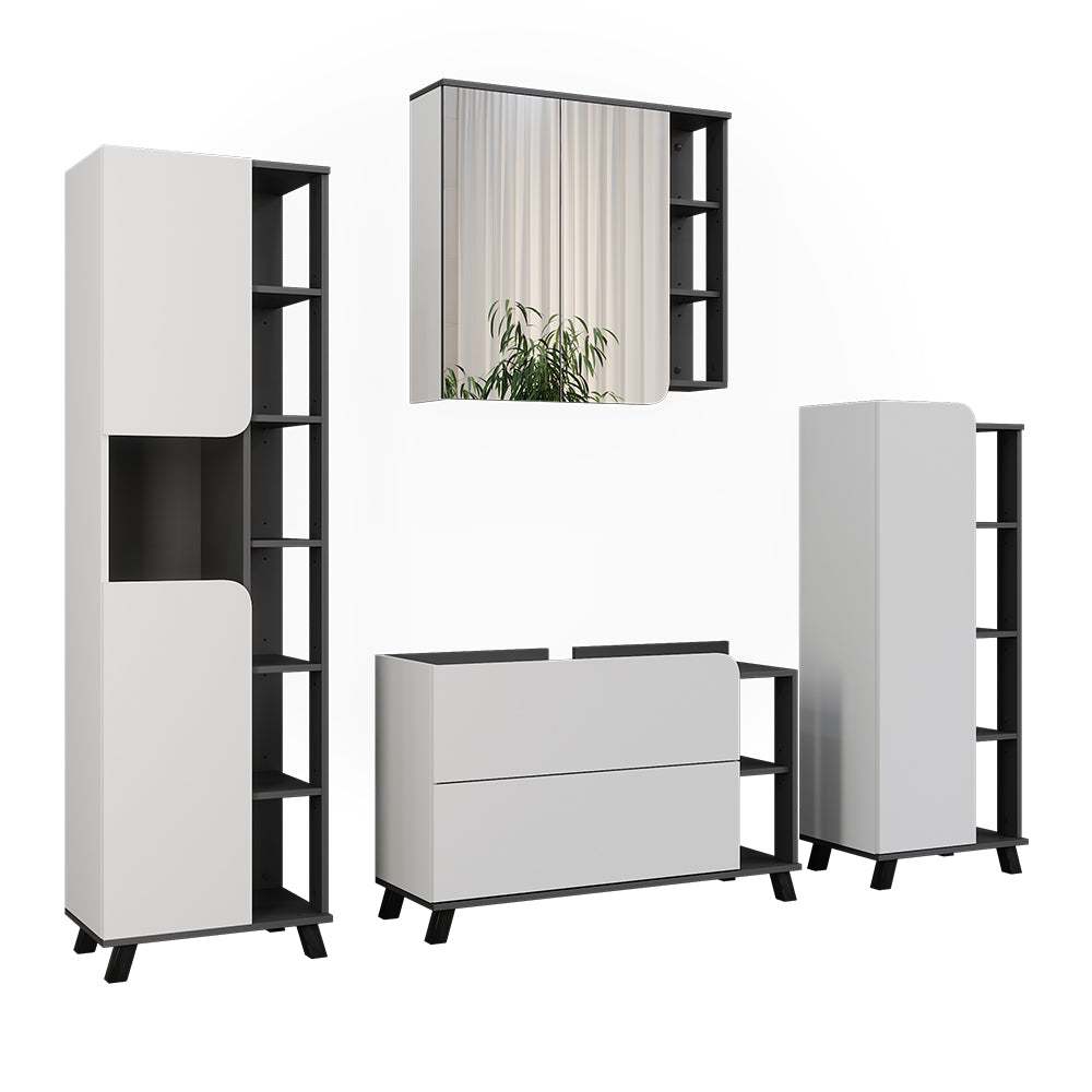 Vicco Set di mobili da bagno Antracite/bianco 4 parti