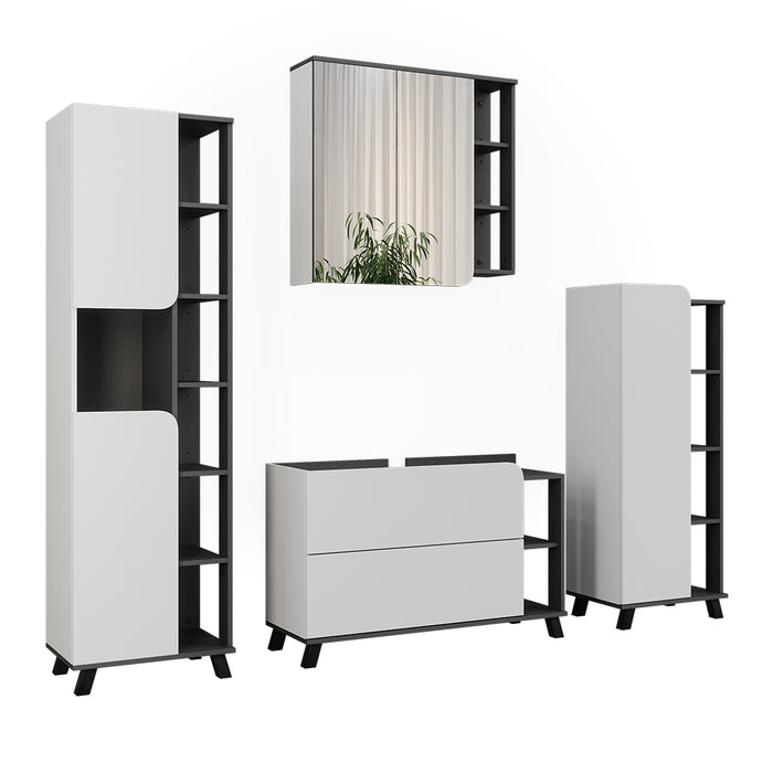 Vicco Set di mobili da bagno Antracite/bianco 4 parti
