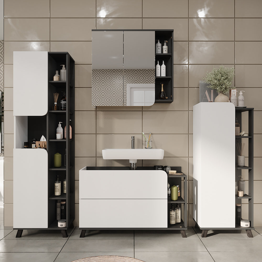 Vicco Set di mobili da bagno Antracite/bianco 4 parti