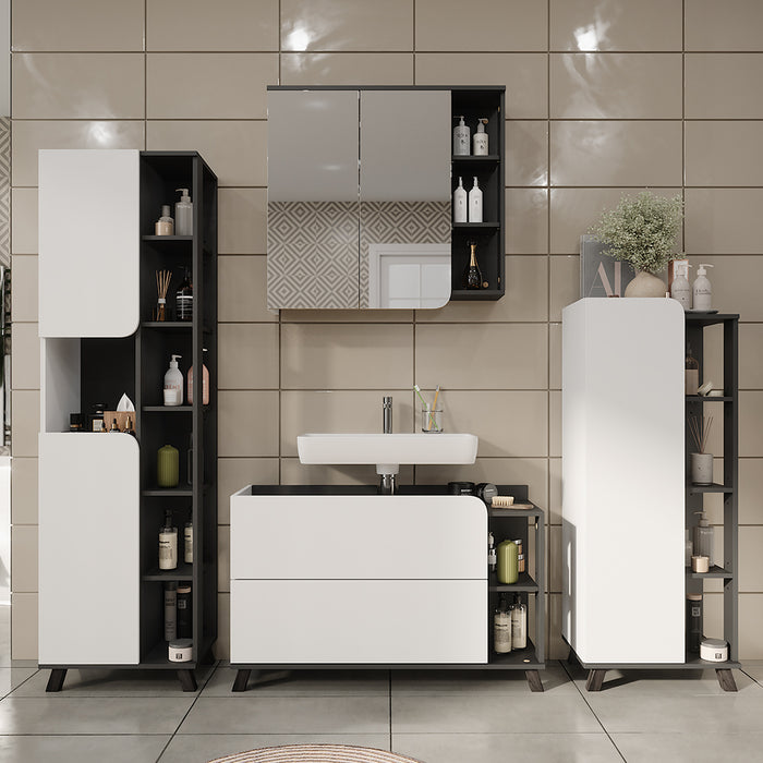 Vicco Set di mobili da bagno Antracite/bianco 4 parti