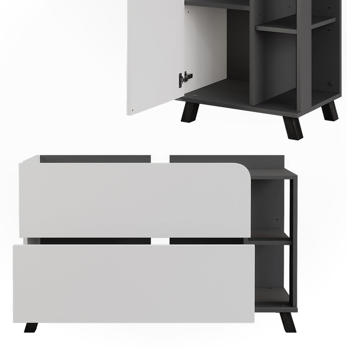 Vicco Set di mobili da bagno Antracite/bianco 4 parti