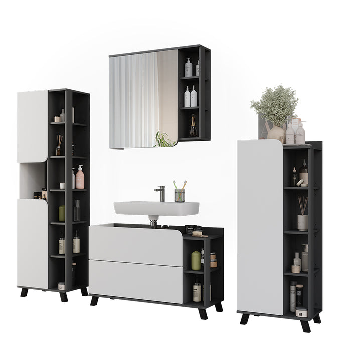 Vicco Set di mobili da bagno Antracite/bianco 4 parti