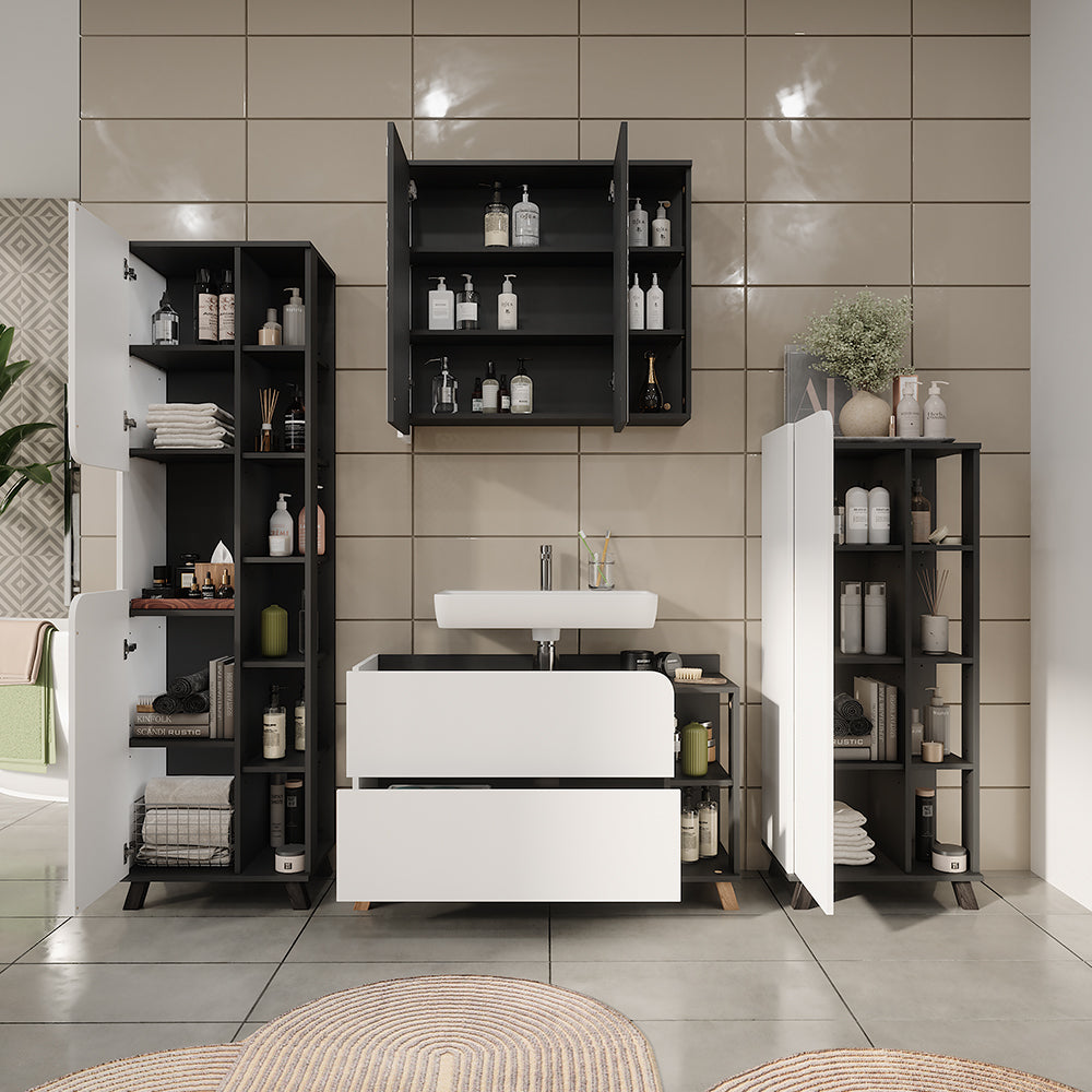 Vicco Set di mobili da bagno Antracite/bianco 4 parti