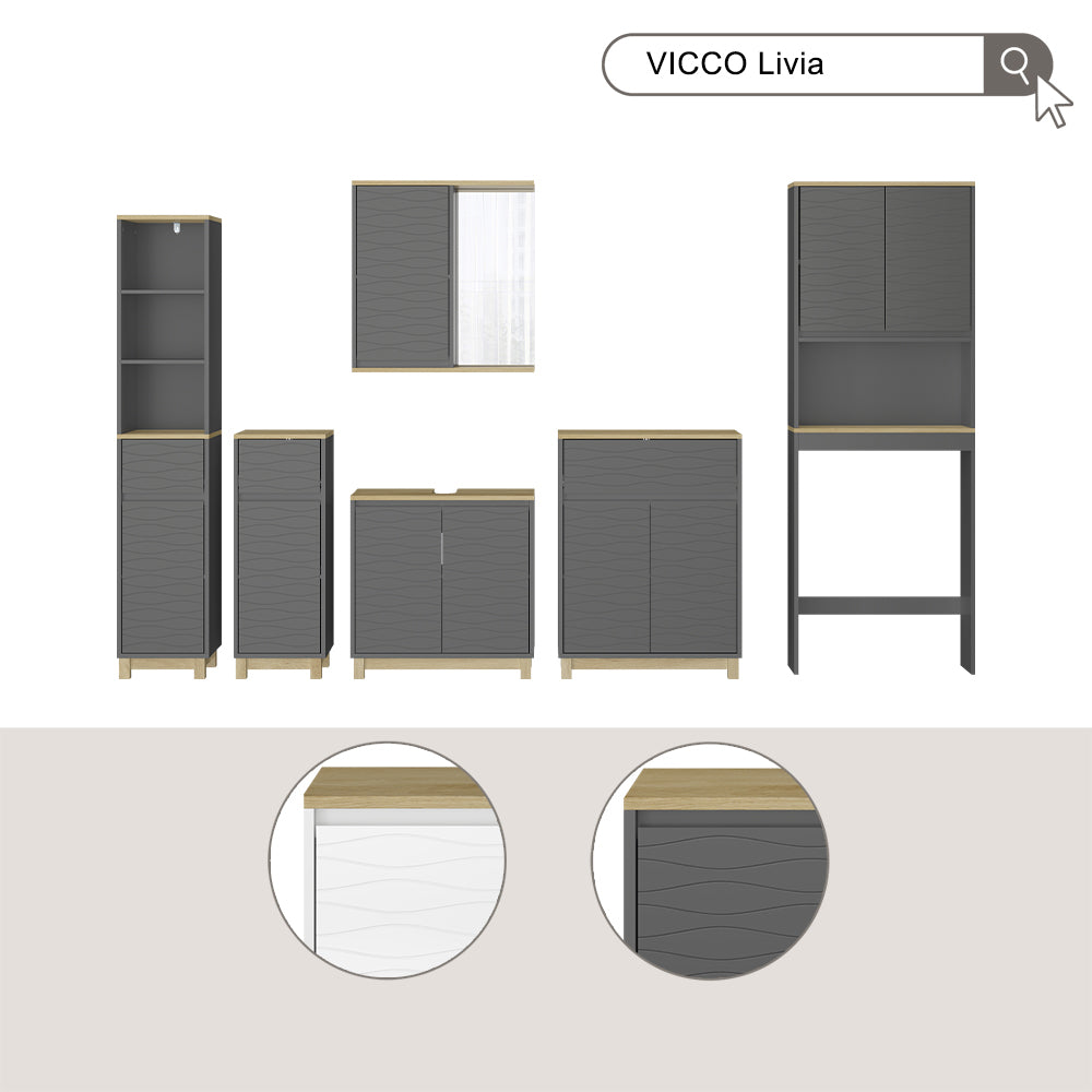 Vicco Mobiletto per lavabo Antracite 60 x 60 cm con 2 porte