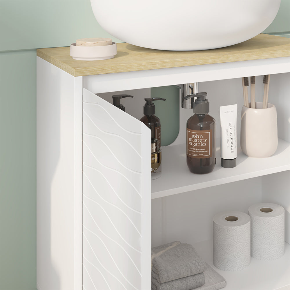 Vicco Mobiletto per lavabo Bianco 60 x 60 cm con 2 porte