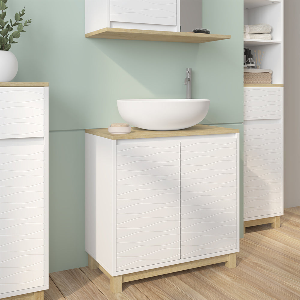 Vicco Mobiletto per lavabo Bianco 60 x 60 cm con 2 porte