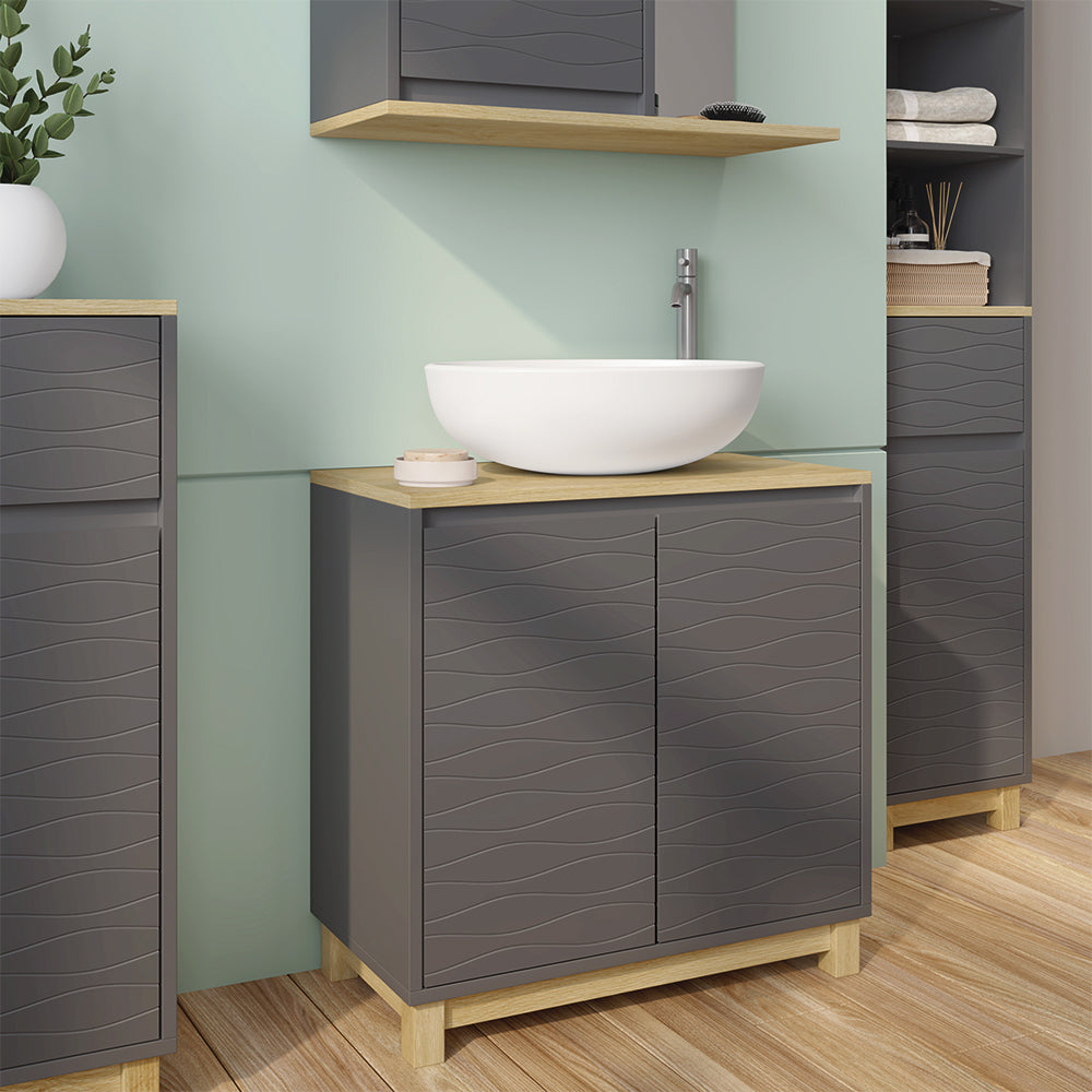 Vicco Mobiletto per lavabo Antracite 60 x 60 cm con 2 porte
