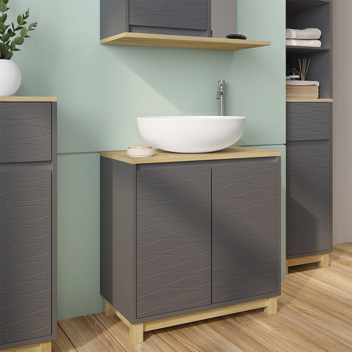 Vicco Mobiletto per lavabo Antracite 60 x 60 cm con 2 porte
