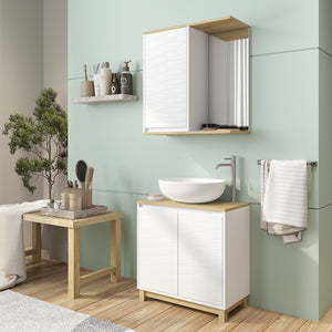 Vicco Set di mobili da bagno Bianco/quercia 2 parti