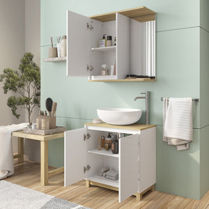 Vicco Set di mobili da bagno Bianco/quercia 2 parti